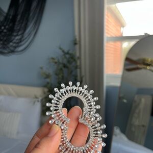 Elegant Silver Crystal Hoop Earrings